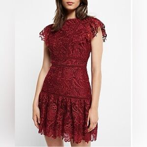 NWT Lace Flutter Sleeve Mini Dress. Size XS